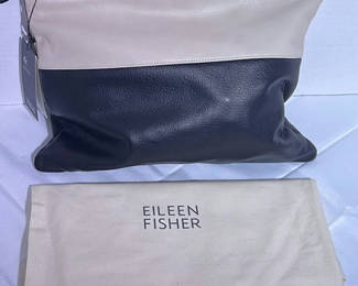 Lot 46: Eileen Fisher Black and White Leather Clutch Bag