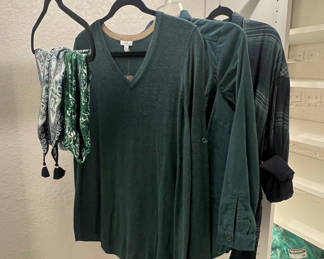 Lot 98: Women's Green and Plaid Clothing Assortment