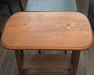 Lot 181: Wood Side Table and Two Black Folding Tray Tables