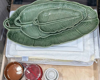 Lot 277: Assorted Serving Platters, Bowls, Towels, and Kitchen Accessories