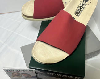 Lot 73: Mephisto Hanny Red Slide Sandals Size 40