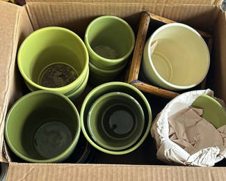 Lot 112: Assorted Ceramic Plant Pots and Planter Accessories