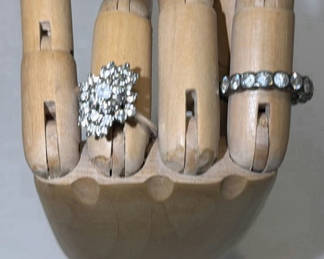 Lot 332: Two Silver-Tone Rings with Clear Stones
