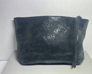 Lot 88: Eileen Fisher Blue Textured Leather Clutch Bag