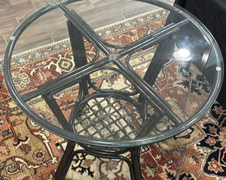 Lot 146: Round Glass Top Side Table