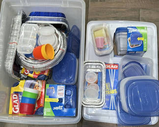 Lot 281: Food Storage Containers, Aluminum Pans, and Disposable Kitchen Supplies
