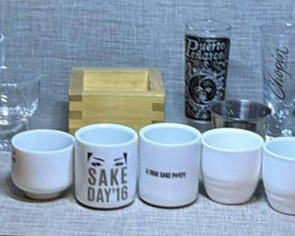 Lot 229: Mixed Sake Cups, Shot Glasses, and Drinkware Set