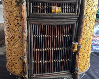 Lot 120: Woven Rattan and Bamboo Cabinet