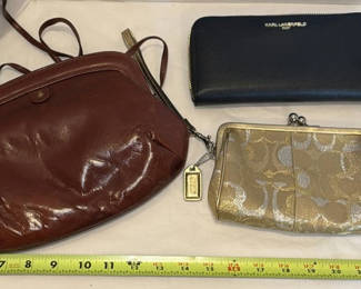 Lot 343: Coach Shoulder Bag, Coach Clutch Purse, and Karl Lagerfeld Paris Wallet