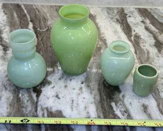 Lot 258: Set of Four Green Glass Mini Vases