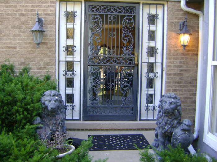 Pair of concrete lions.