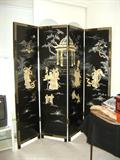 4 PANEL ASIAN CHINOISERIE JADE, BONE & MOTHER OF PEARL SCREEN