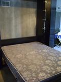 CUSTOM BUILT MURPHY BED WITH SIDE CORNER SHELF.