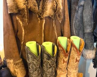 Women’s boots + suede jackets, including Overland Sheep Company (back right)