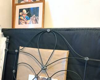 Wrought iron headboard bed + frame (full) with mattresses
