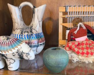 Acoma horsehair bear fetish + wedding vessel
