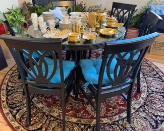 Pier One round dining table + chairs