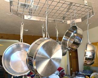 Cuisinart cookware + hanging pot rack