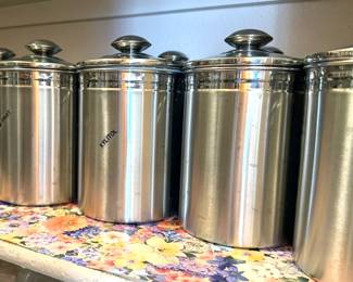 Stainless steel kitchen canisters