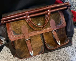 American West leather + cowhide satchel bag