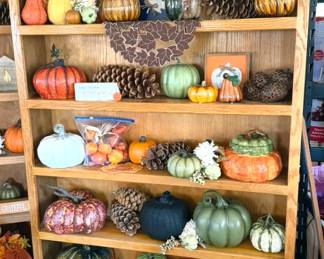 Fall decor -- pumpkins galore!