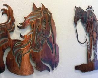 Laser-cut metal horse wall art