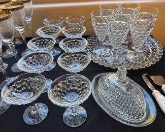 Fostoria American-inspried cubist/diamond point glasswares