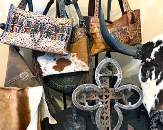 Western-themed purses including Arohoe and decor