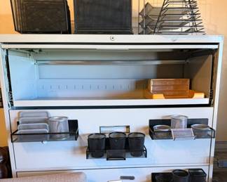 Four-drawer metal filing cabinet, office organizers