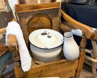 Antique chamber pot chair