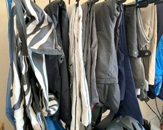 Outdoor clothing, including snow pants + jackets