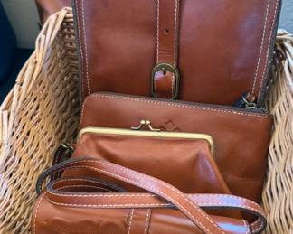 Assorted leather handbags