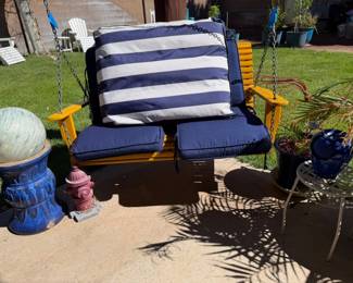 Outdoor decor (yellow swing bench is not for sale, sorry!)
