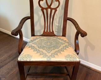 Queen Anne Vintage Chair with Velvet seat