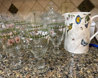 Portmeirion Botanic Garden glassware and pitcher