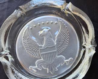 Large heavy crystal ashtray