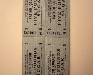 WW ll sugar rations coupons