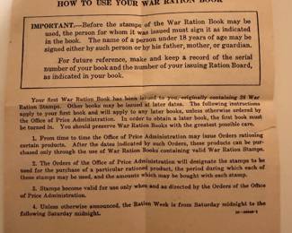 Vintage directions for WW ll rations