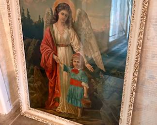 Large vintage guardian angel print