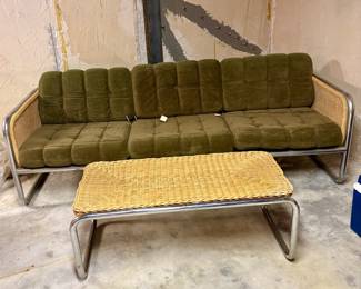 Martin Visser MCM style chrome & wicker sofa set