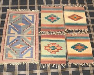 vintage Southwestern-style woven wool mini rugs