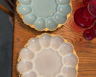 Milkglass egg plates 
