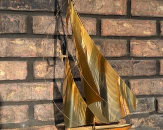 Signed DeMott brass sailboat