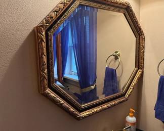 Octagonal Ornate GoldTone Wall Mirror
