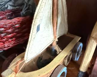Vintage Wooden Land Yacht Pull Toy