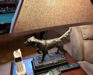 Vintage Bronze Pointer Dog Table Lamp
