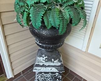 Cast Iron Urn and Pedestal Planter