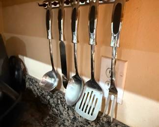 Kitchen Utensil Set with WallMounted Rack
