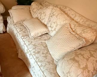 Traditional Damask Upholstered Sofa