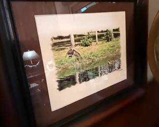 Signed Wildlife Watercolor Print by S. Whiteman